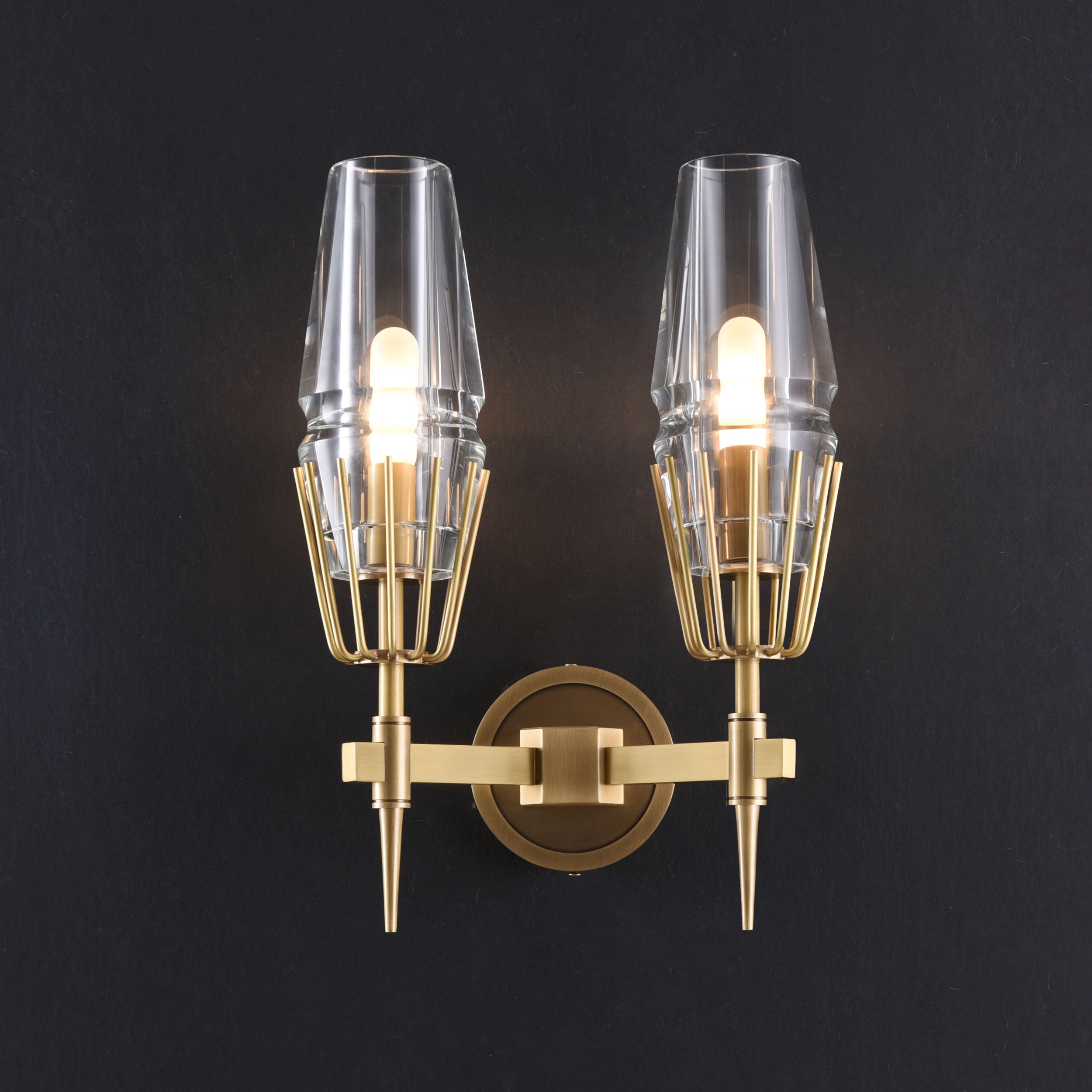 TATA Crystal Double Sconce Brass