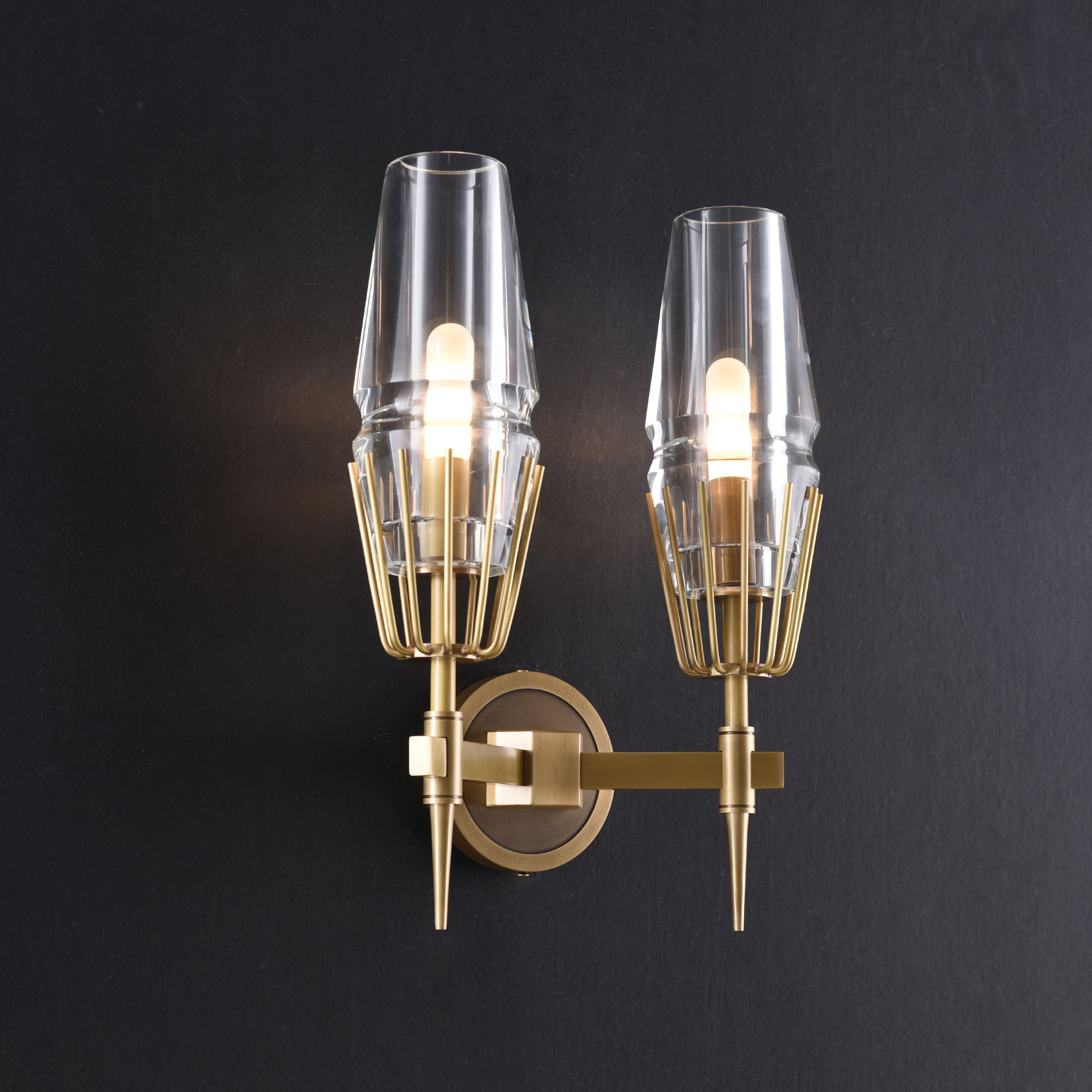 TATA Crystal Double Sconce Brass