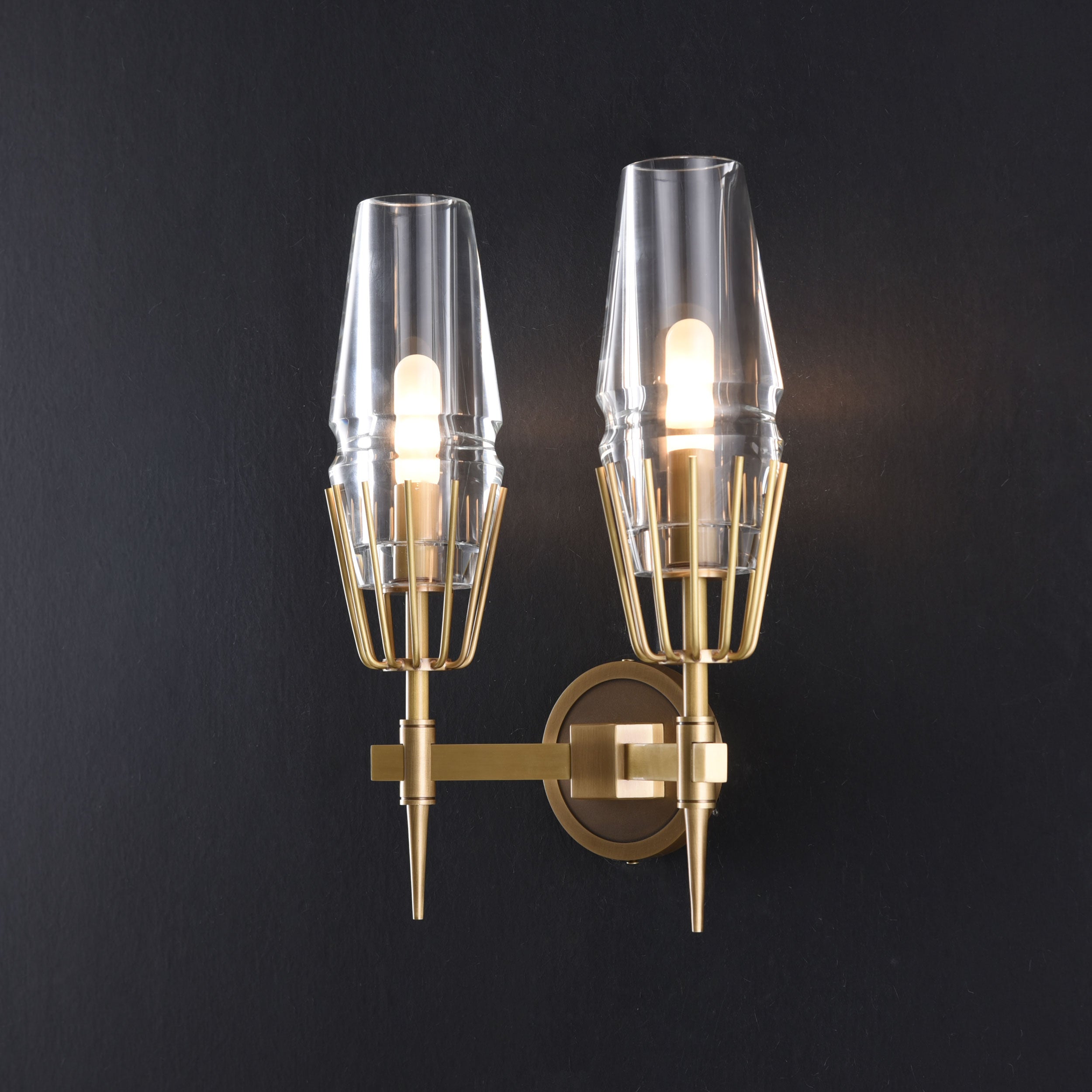 TATA Crystal Double Sconce Brass