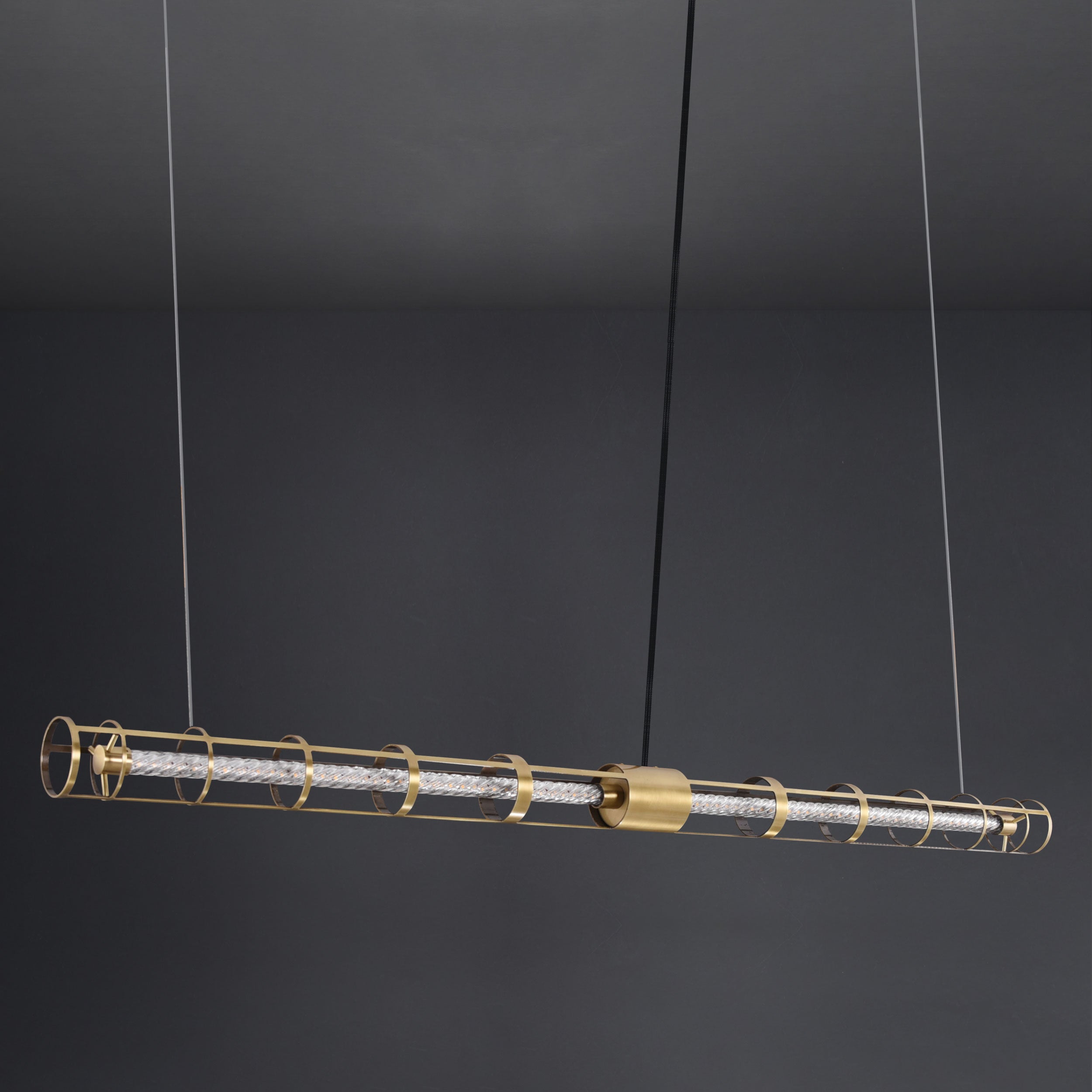 Tonger Pant Linear Chandelier Brass