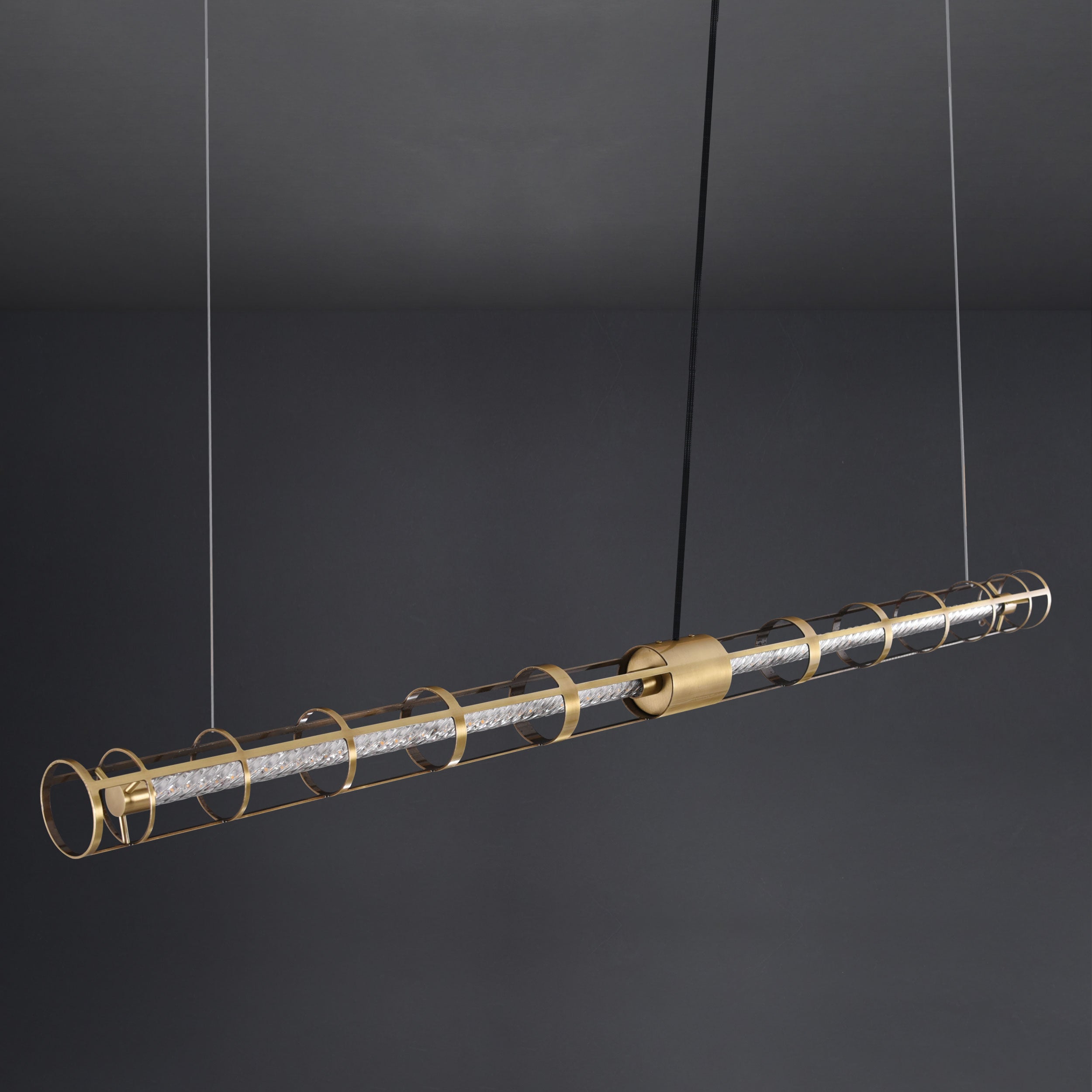 Tonger Pant Linear Chandelier Brass