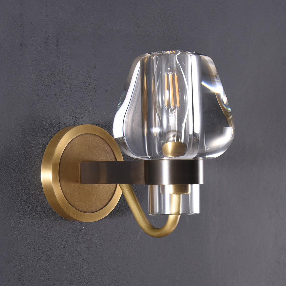 Aptay Single Crystal Sconce brass