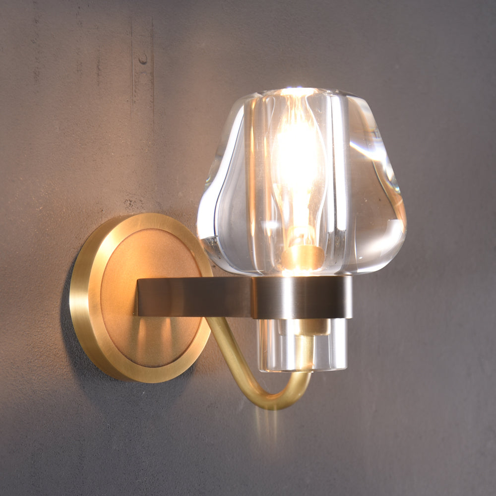 Aptay Single Crystal Sconce brass