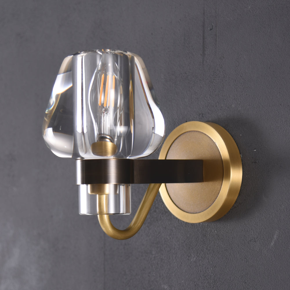 Aptay Single Crystal Sconce brass