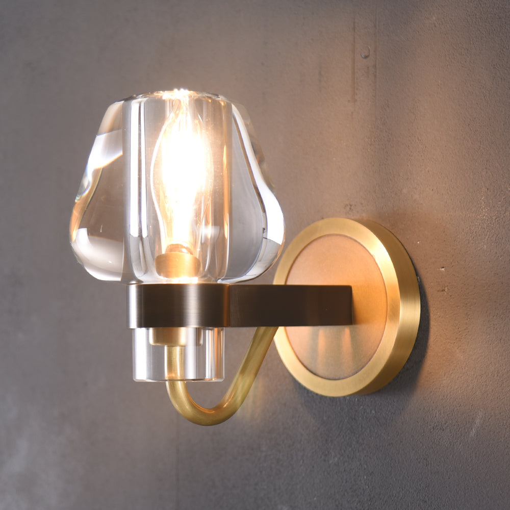 Aptay Single Crystal Sconce brass