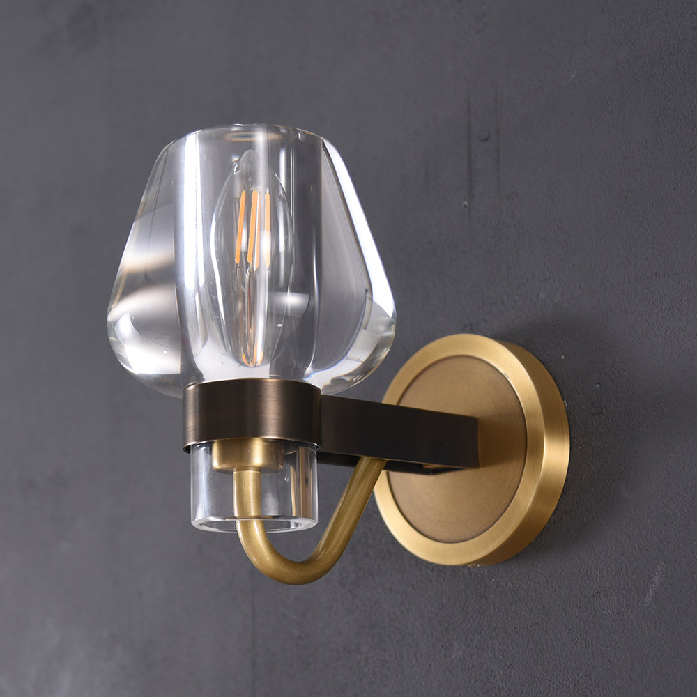 Aptay Single Crystal Sconce brass